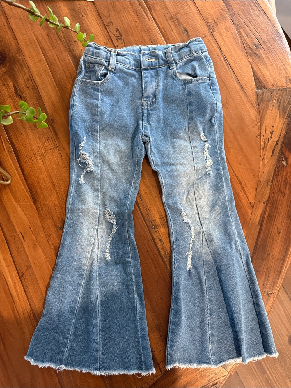 Girls Distressed Flared Jeans